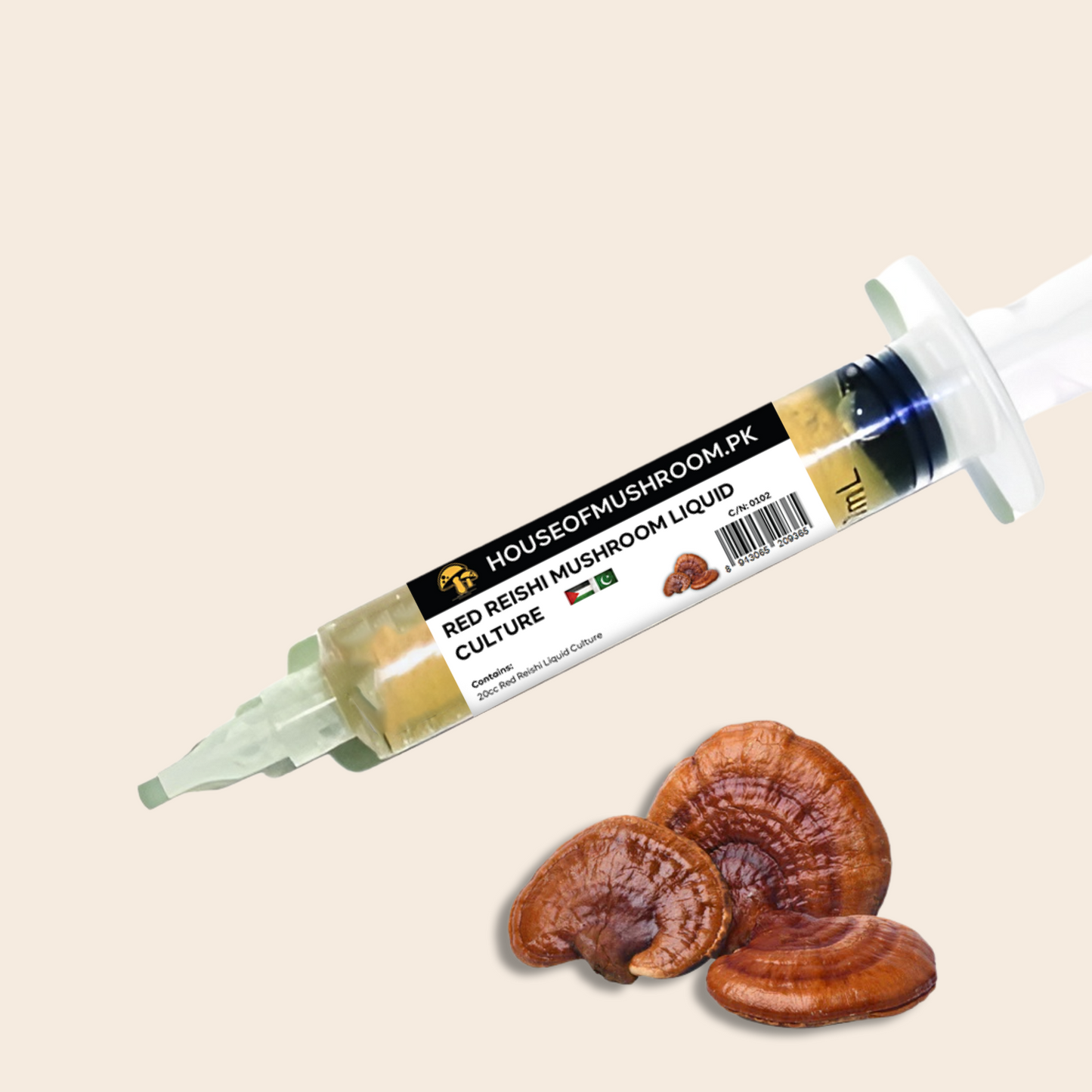 Red Reishi Mushroom Lingzhi Liquid Culture Syringe 20cc (C0102)