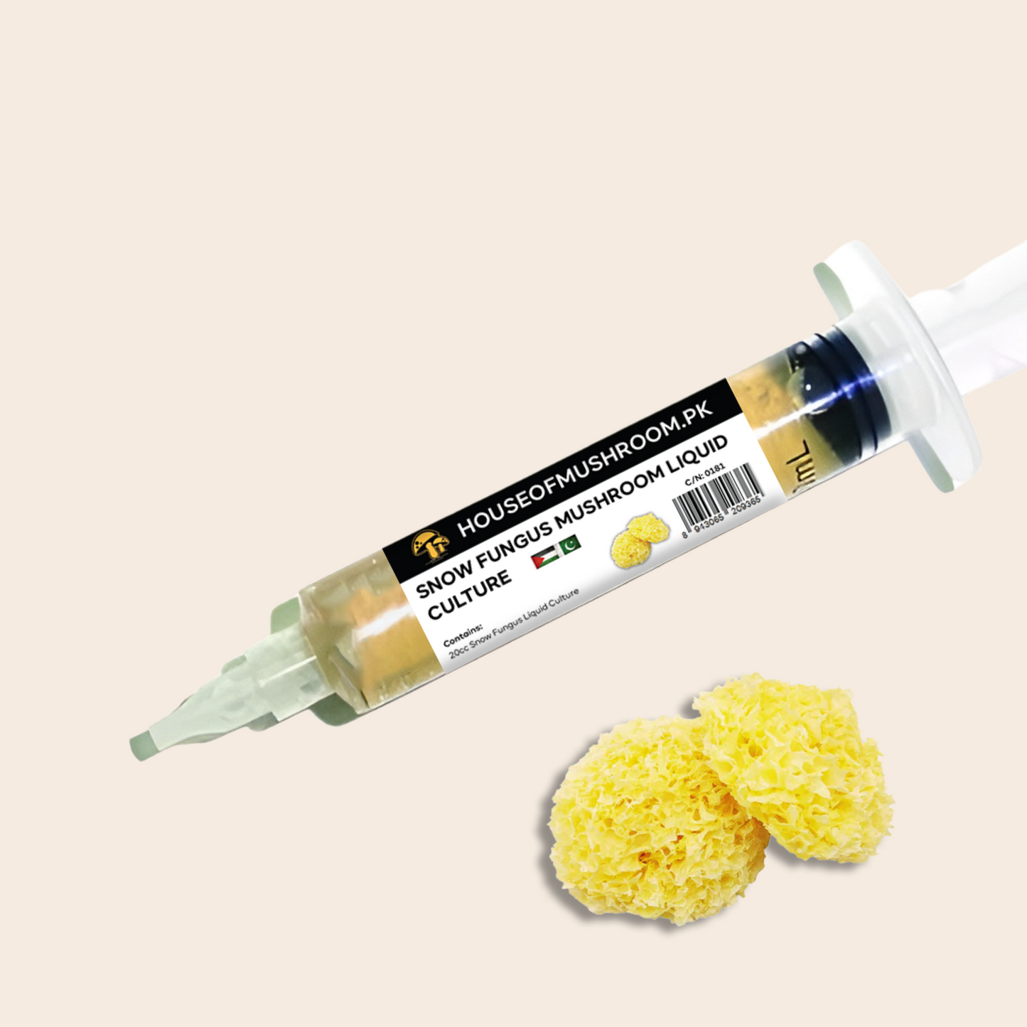 Snow Fungus Mushroom (Termella Fuciformis) Liquid Culture Syringe (C0181)