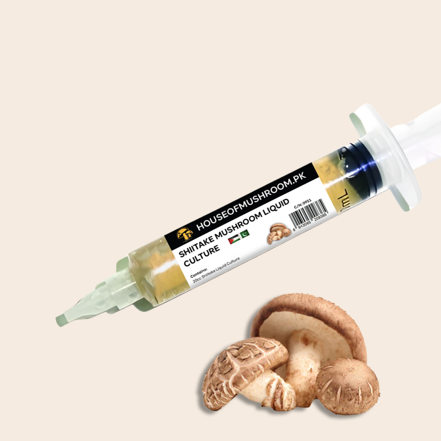 Shiitake Mushroom Large Verstile (Lentinula Edodes) Liquid Culture Syringe 20cc (C0951)