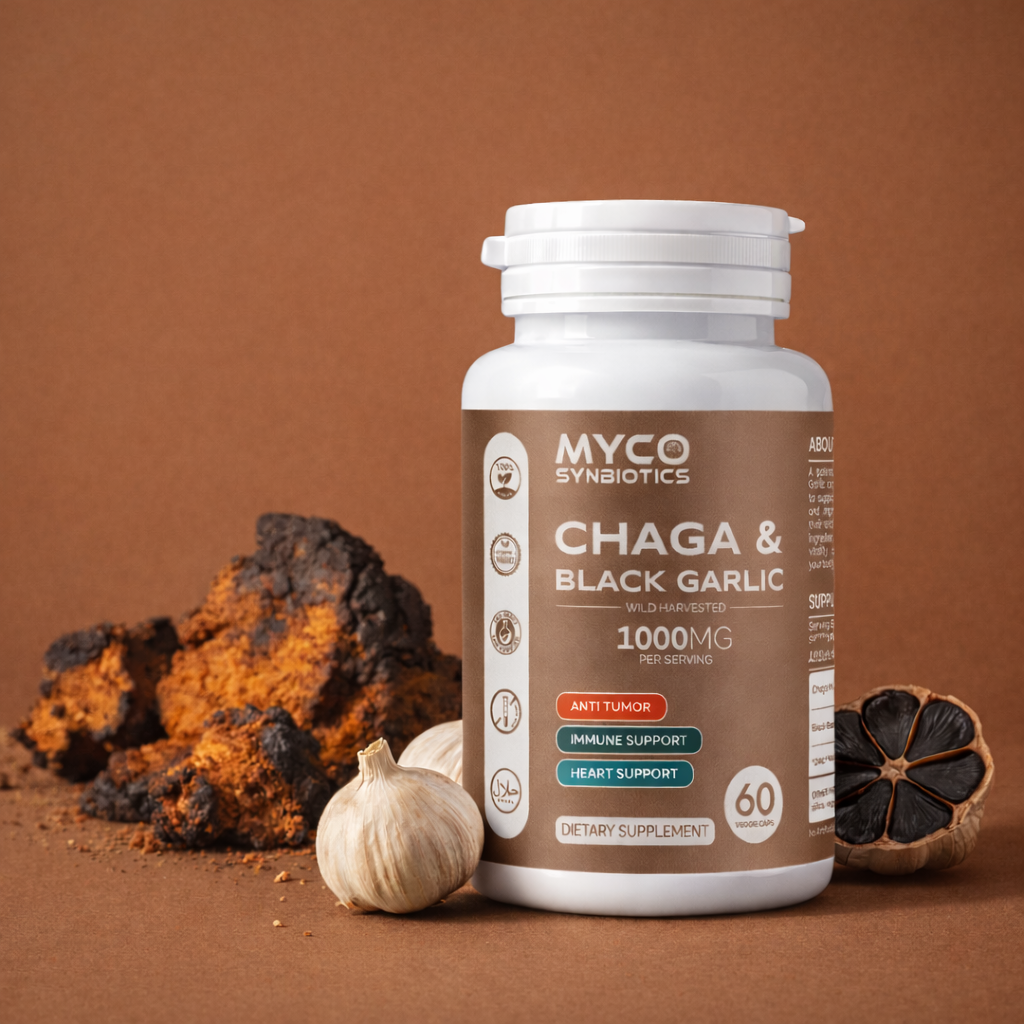Wild Chaga & Black Garlic Capsules – Immune & Antioxidant Support