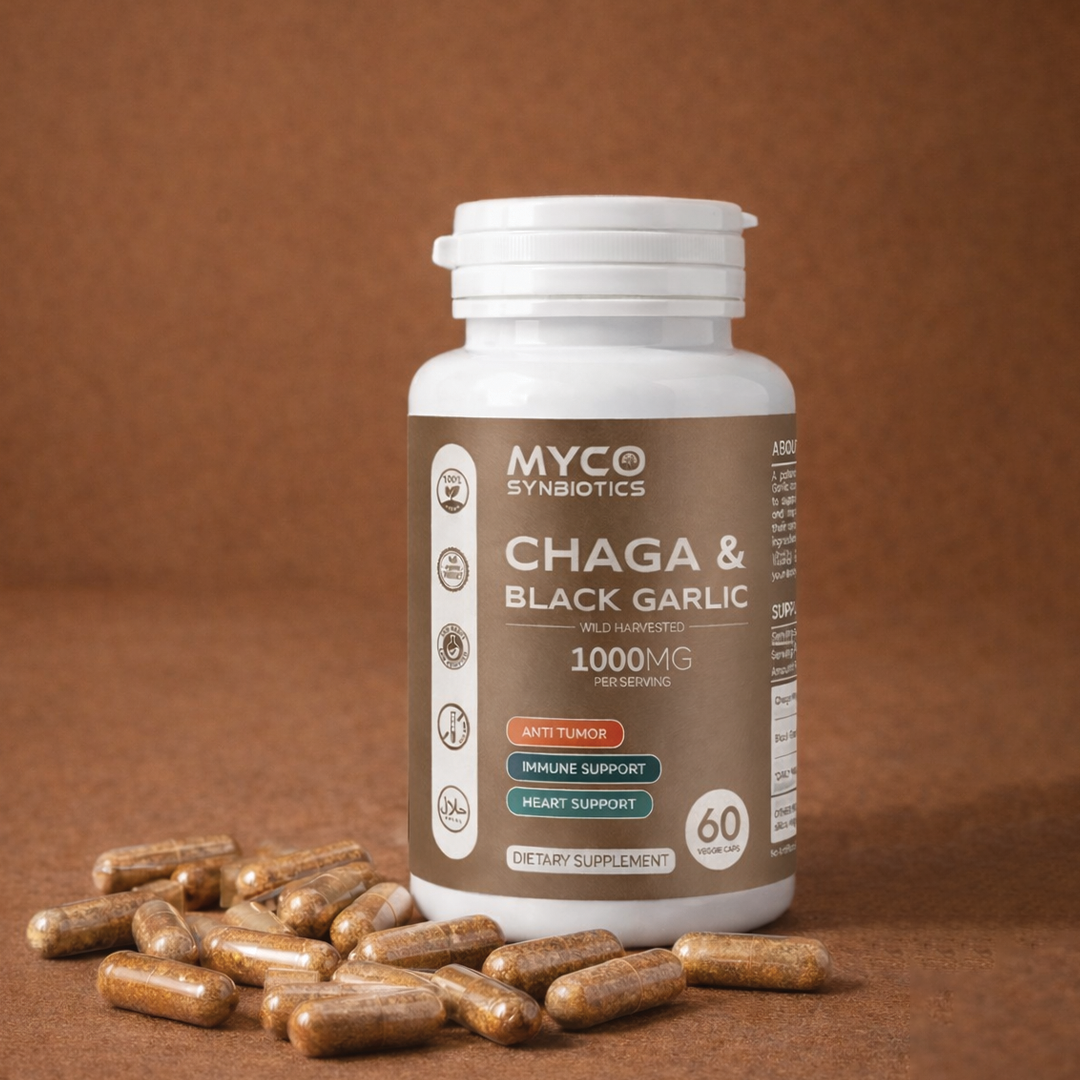 Wild Chaga & Black Garlic Capsules – Immune & Antioxidant Support