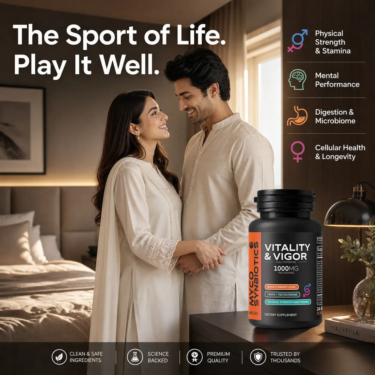 Vitality & Vigor Herbal Supplement, Boost Libido & Testosterone For Men and Women | Stamina , Fertility Support