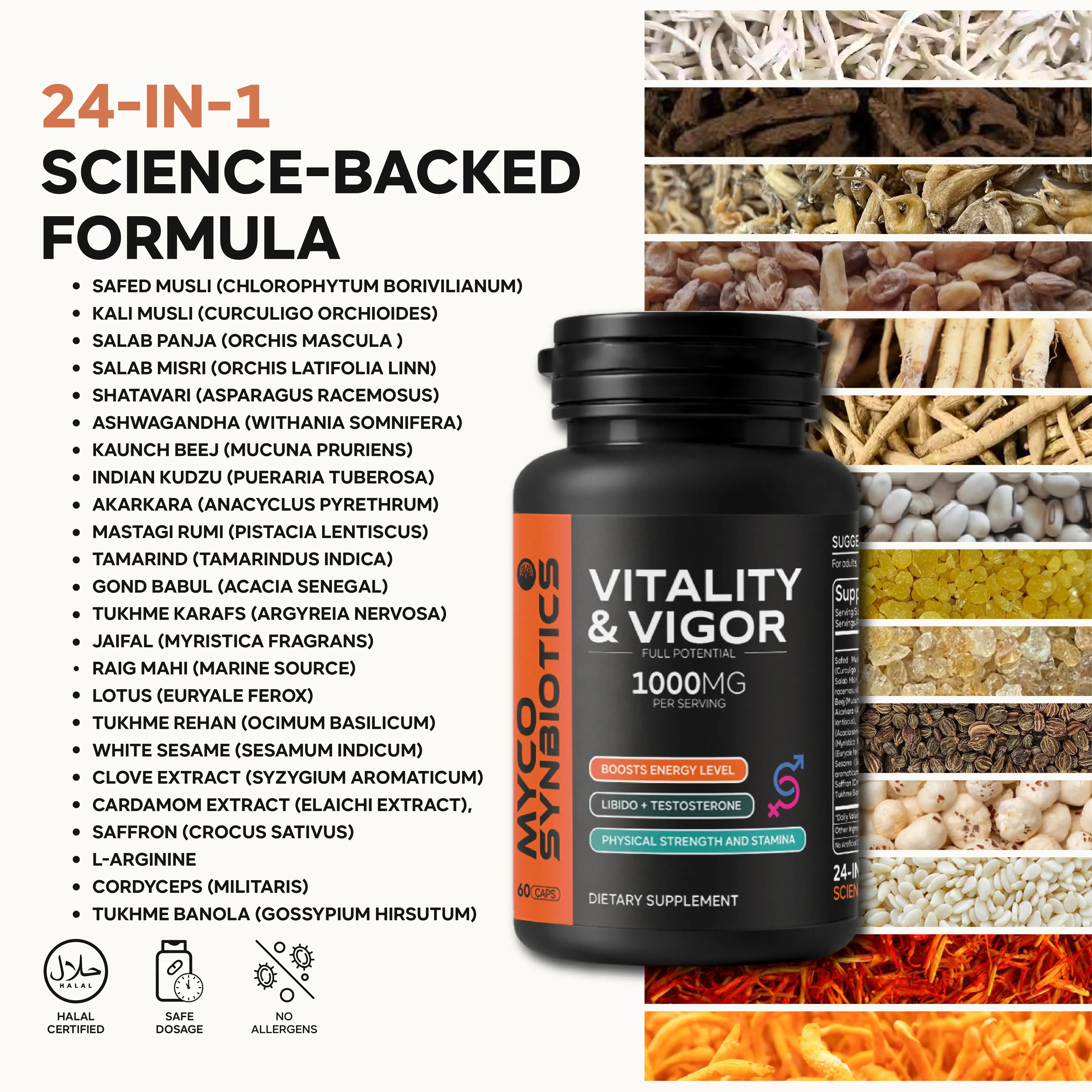 Vitality & Vigor Herbal Supplement, Boost Libido & Testosterone For Men and Women | Stamina , Fertility Support