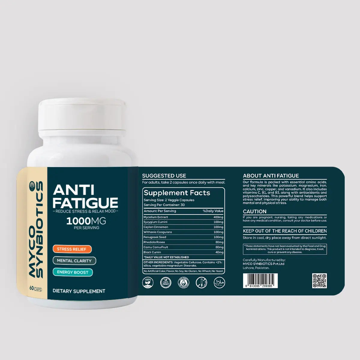 Anti Fatigue Capsules | Stress Support & Energy Boost Supplement