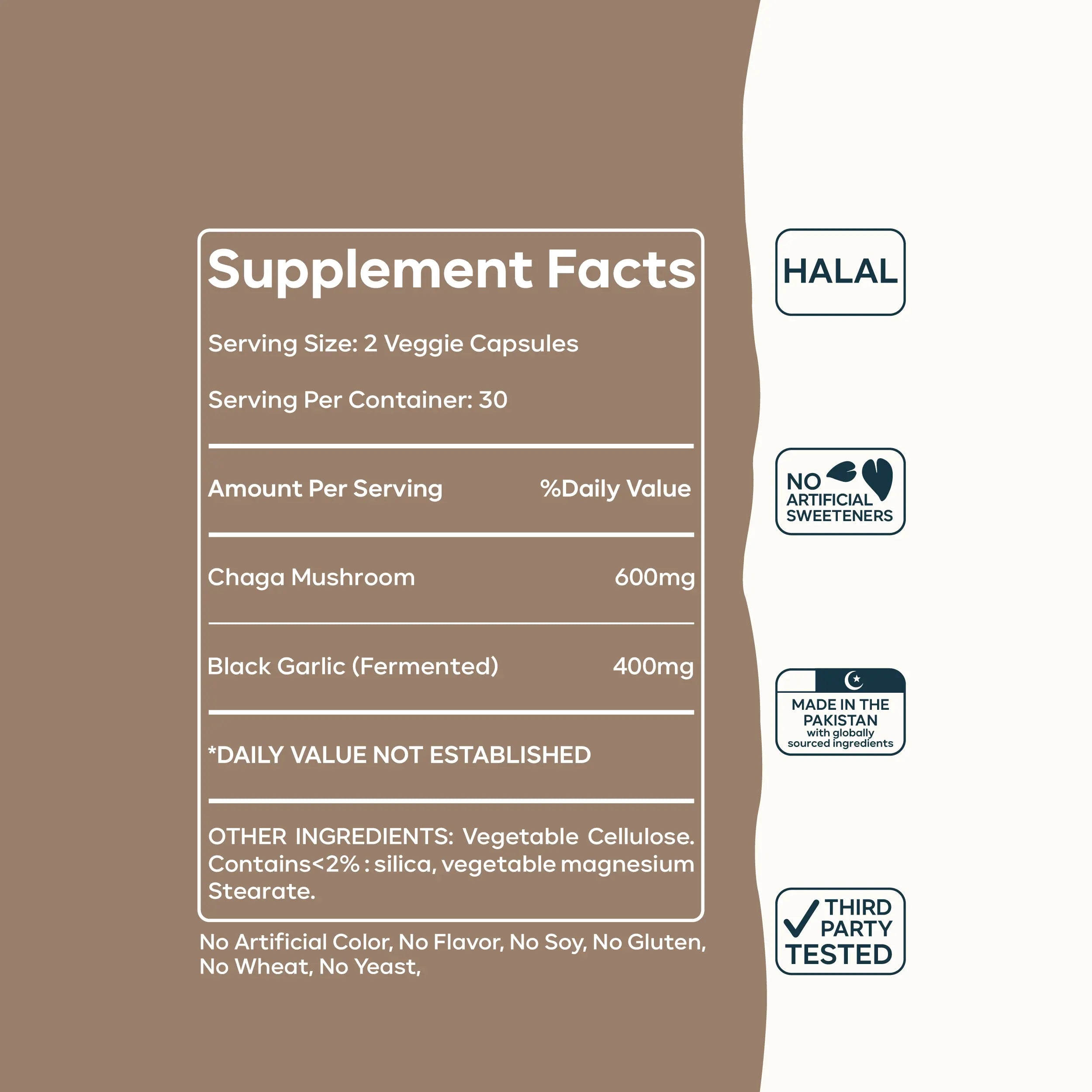 Wild Chaga & Black Garlic Capsules – Immune & Antioxidant Support