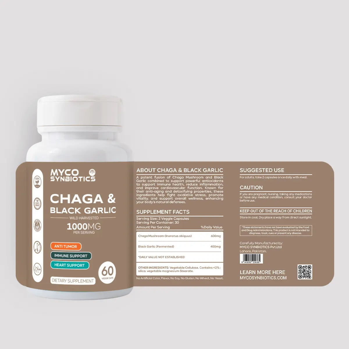 Wild Chaga & Black Garlic Capsules – Immune & Antioxidant Support
