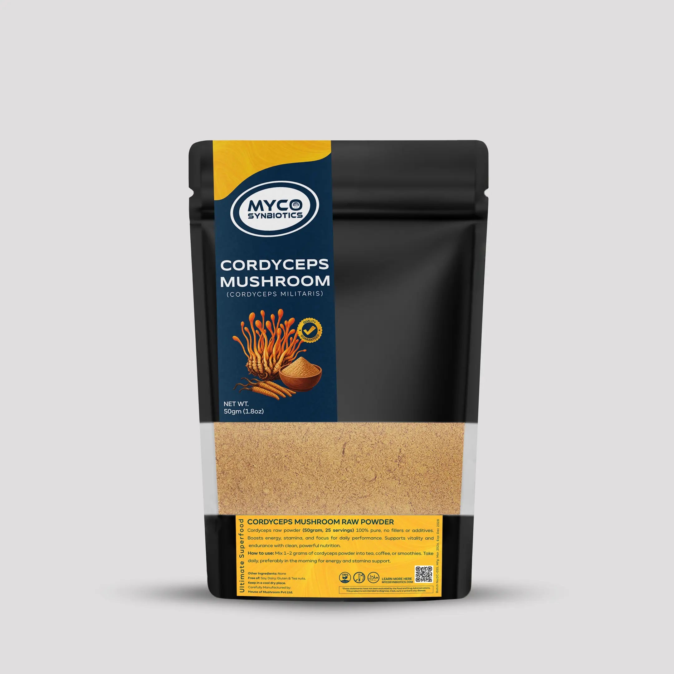 Cordyceps Raw Mushroom Powder Bulk | Premium Cordyceps militaris Mushroom