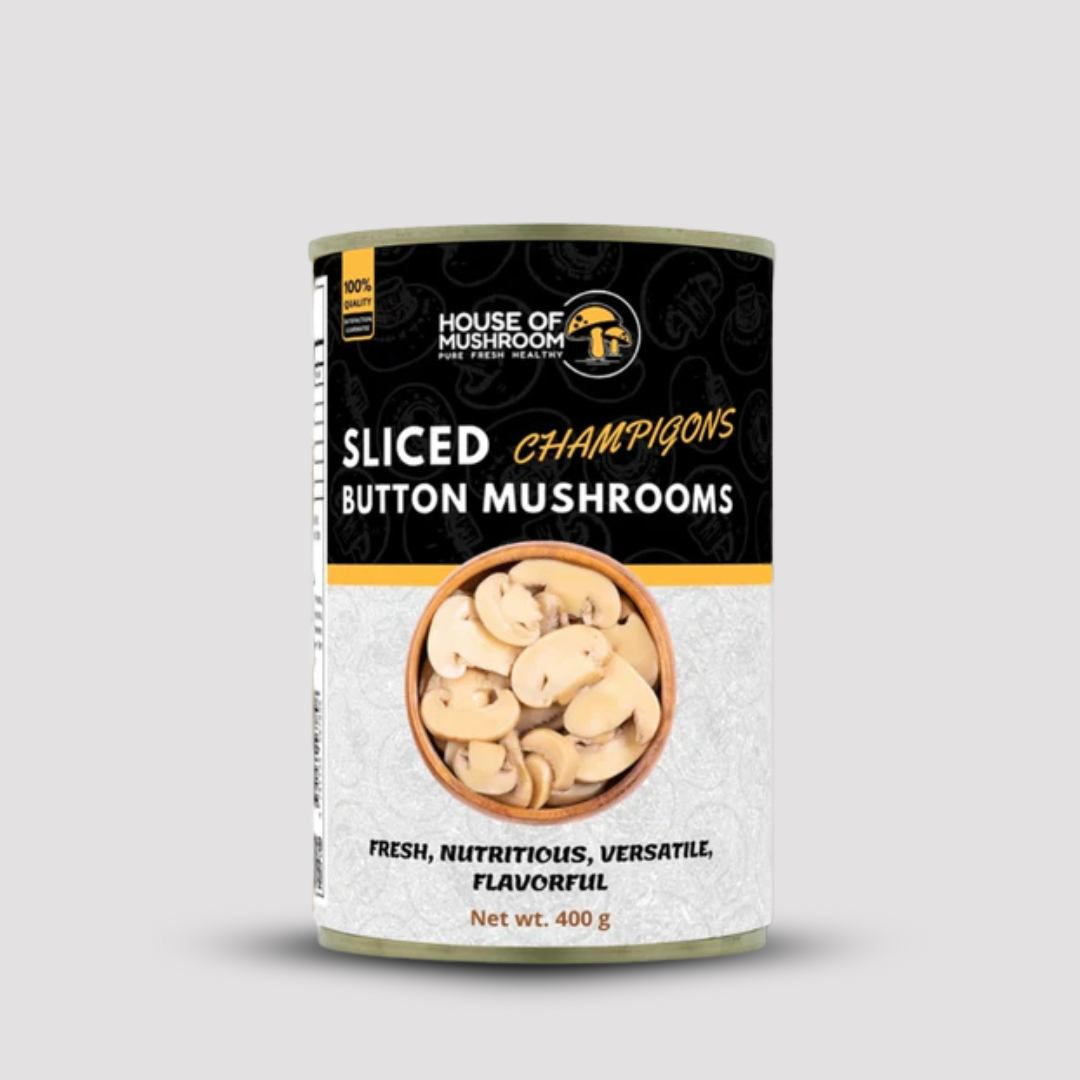 Button Mushroom Sliced Canned – 400g | Premium Quality Sliced Mushrooms