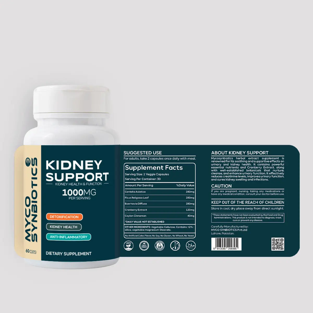 Kidney Support Capsules with Centella Asiatica & Cranberry | Natural Kidney Health