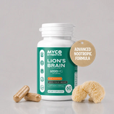 Person taking Lion's Mane Brain Support Capsules for memory focus and mental clarity