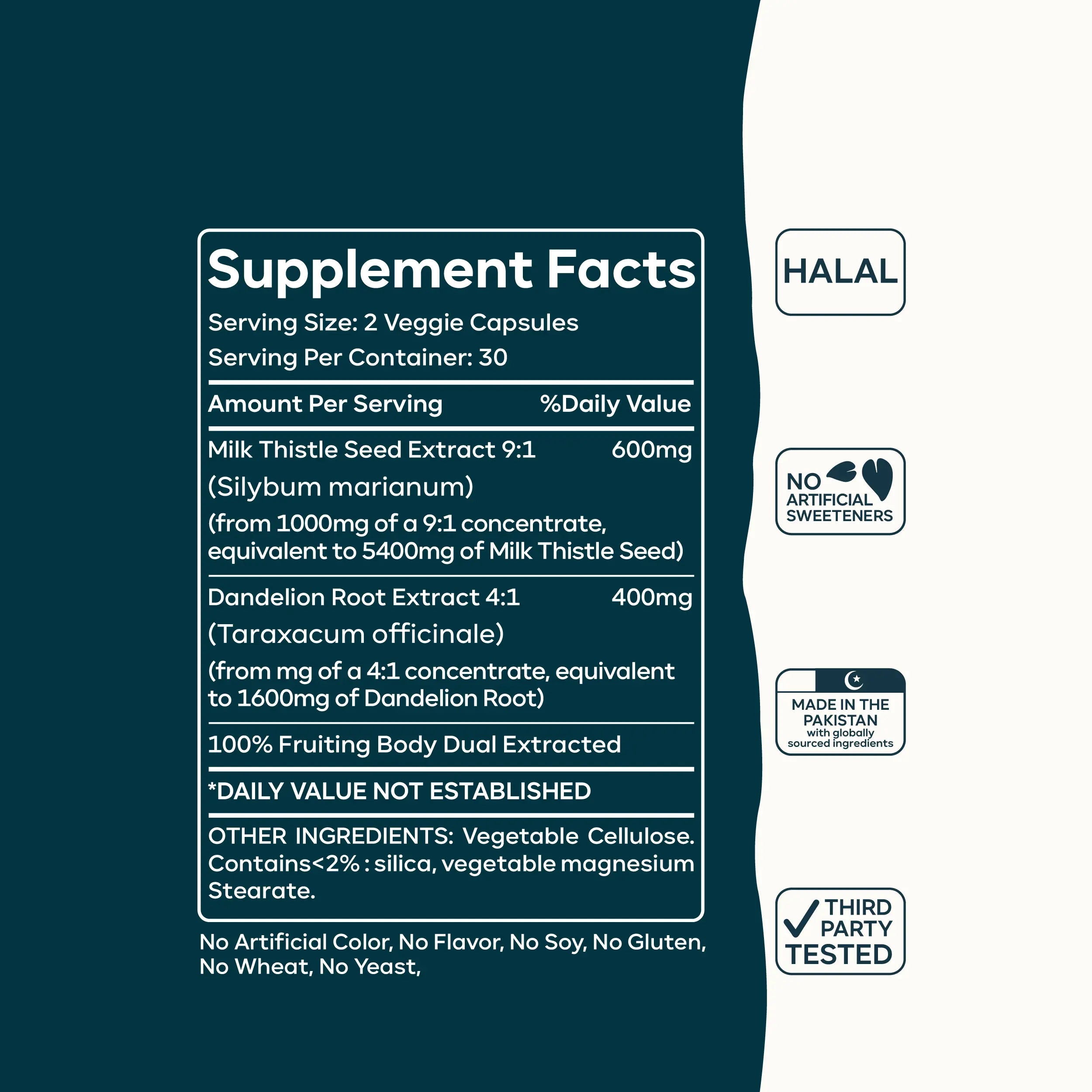 Milk Thistle & Dandelion Root Capsules | Organic Herbal Liver Health Supplement