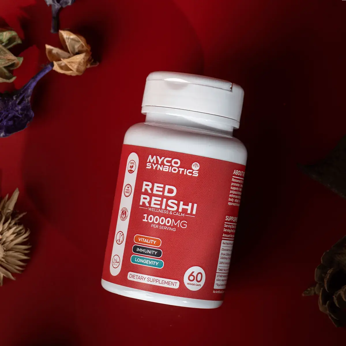 Red Reishi Mushroom Capsules - Organic, Vegan, High Potency Supplement
