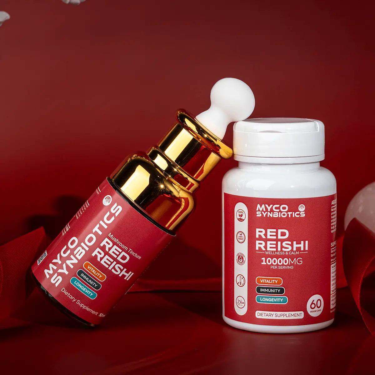 Red Reishi Mushroom Capsules - Organic, Vegan, High Potency Supplement