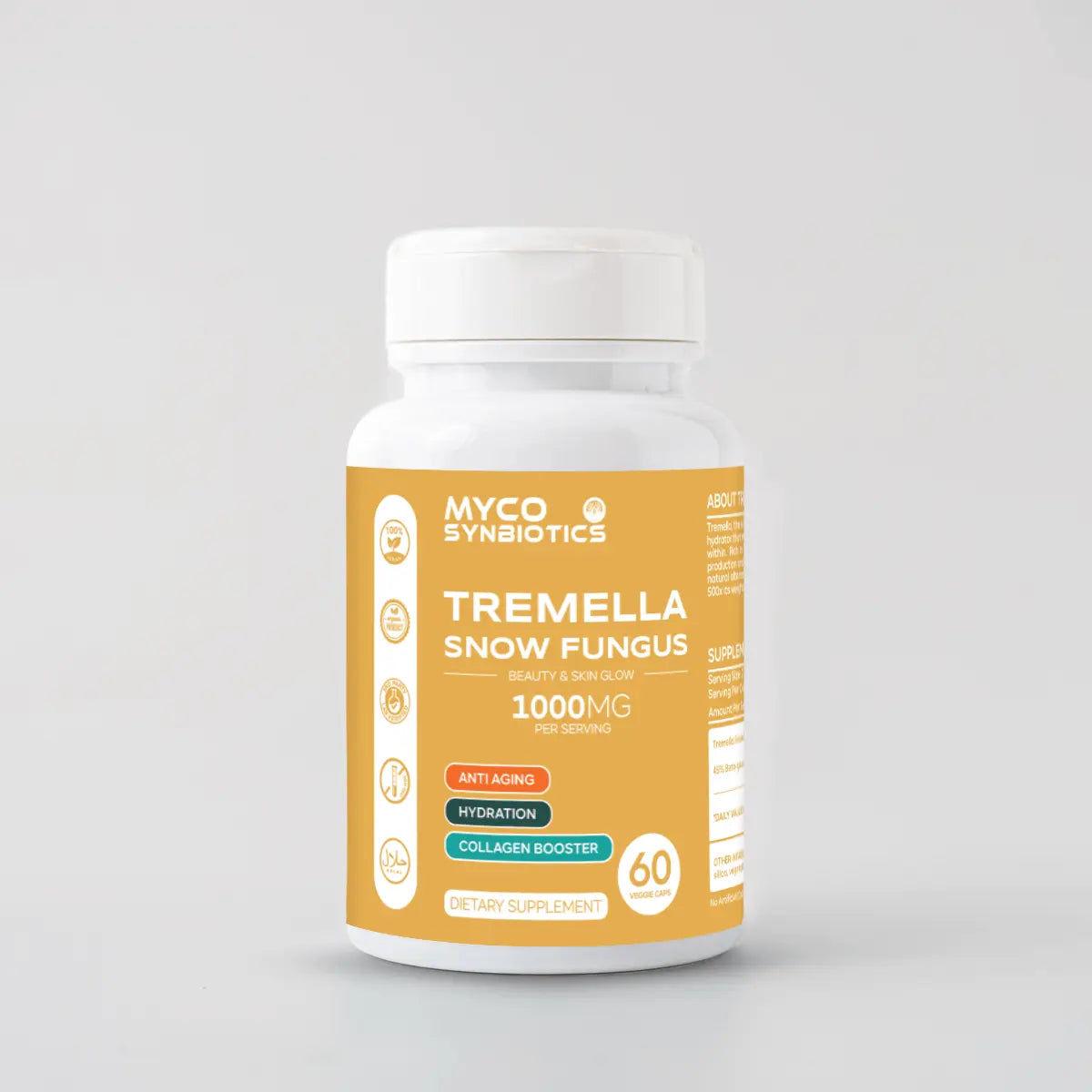 Tremella Snow Fungus Capsules | Organic Herbal Extract for Skin, Hair & Nails Support Supplement