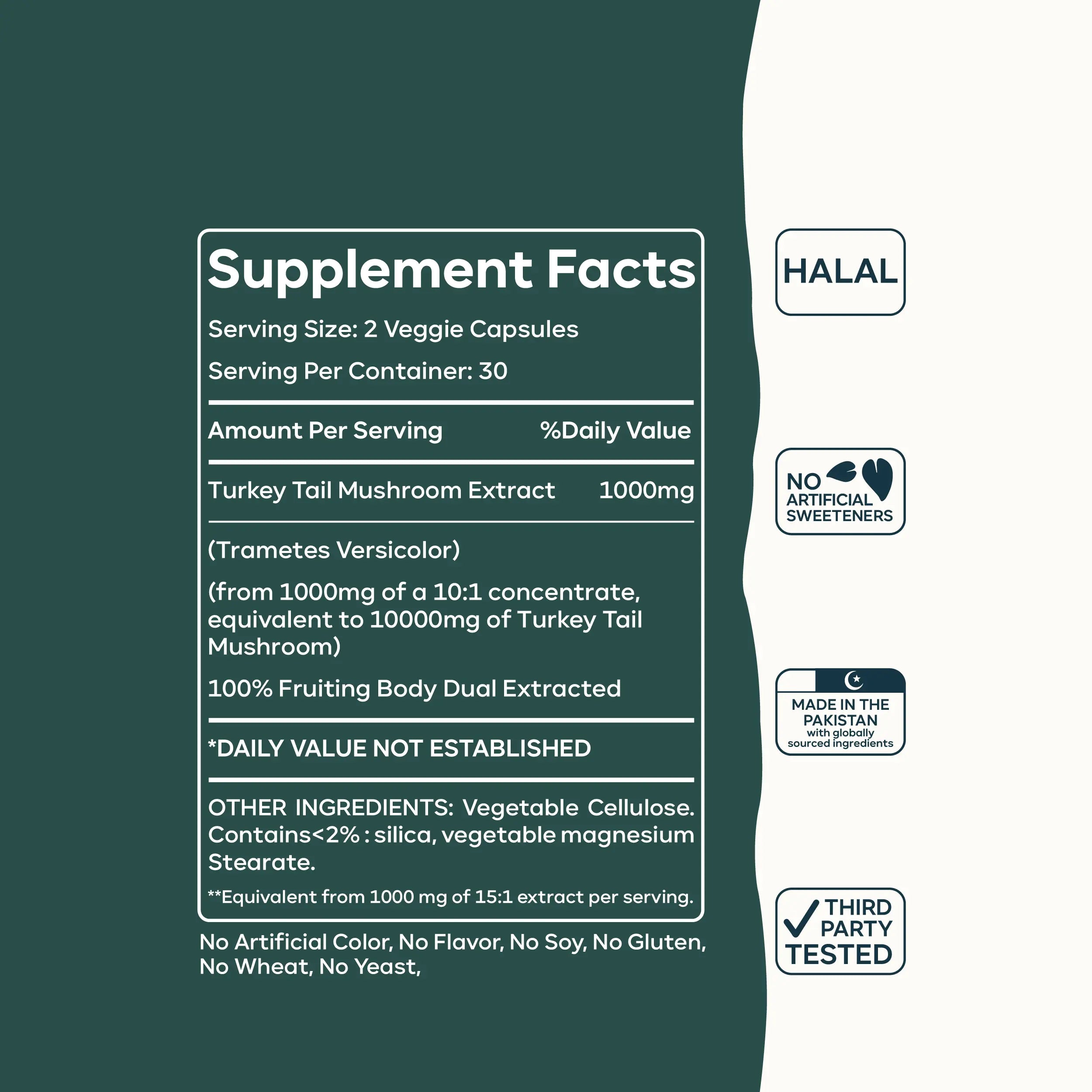 Turkey Tail Mushroom Capsules – Organic Immune Support Supplement