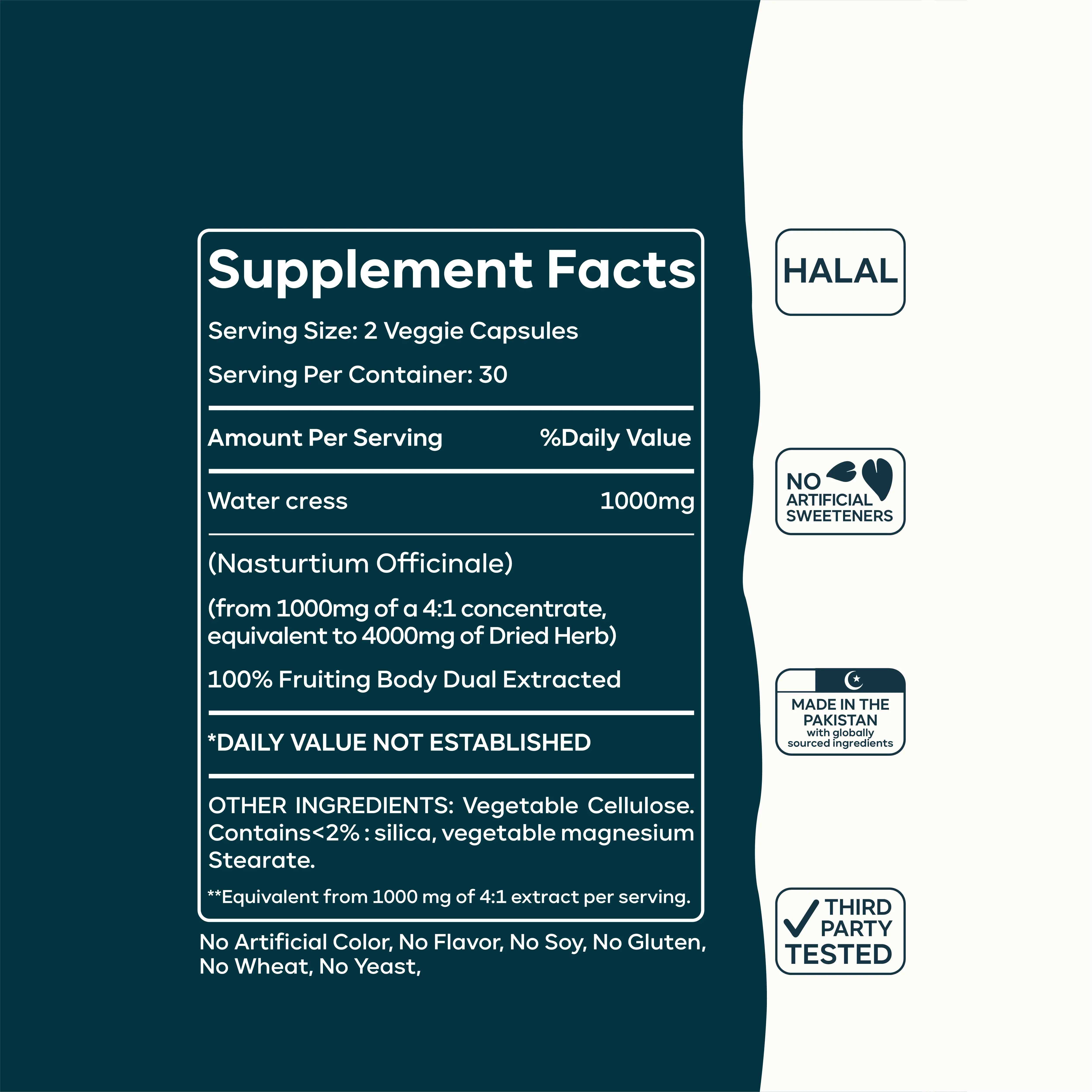 Watercress Full Spectrum Capsules | Vitamin-Dense Organic Herbal Supplement for Immune, Detox & Vitality Support