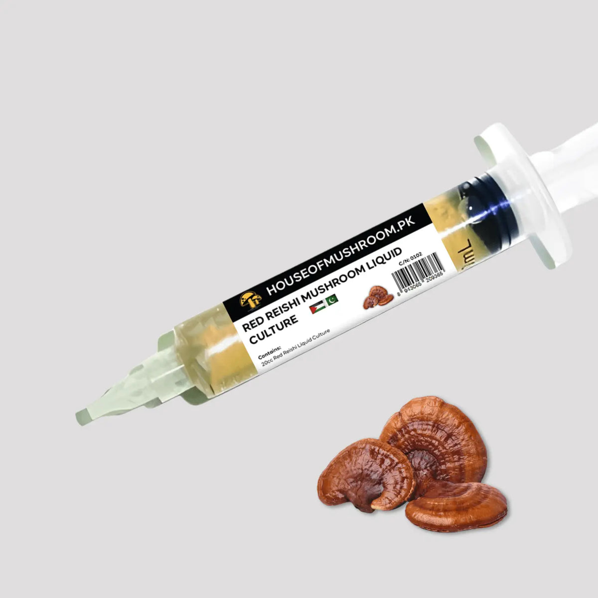 Red Reishi Mushroom Lingzhi Liquid Culture Syringe – 20cc | Ganoderma lucidum Mycelium (C0102)