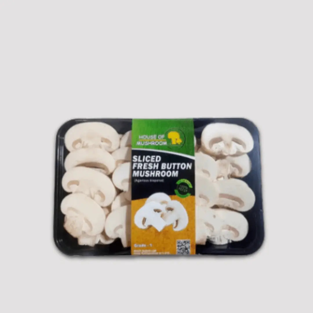 Fresh Sliced White Button Mushroom – 200gm | Ready-to-Cook Mushrooms