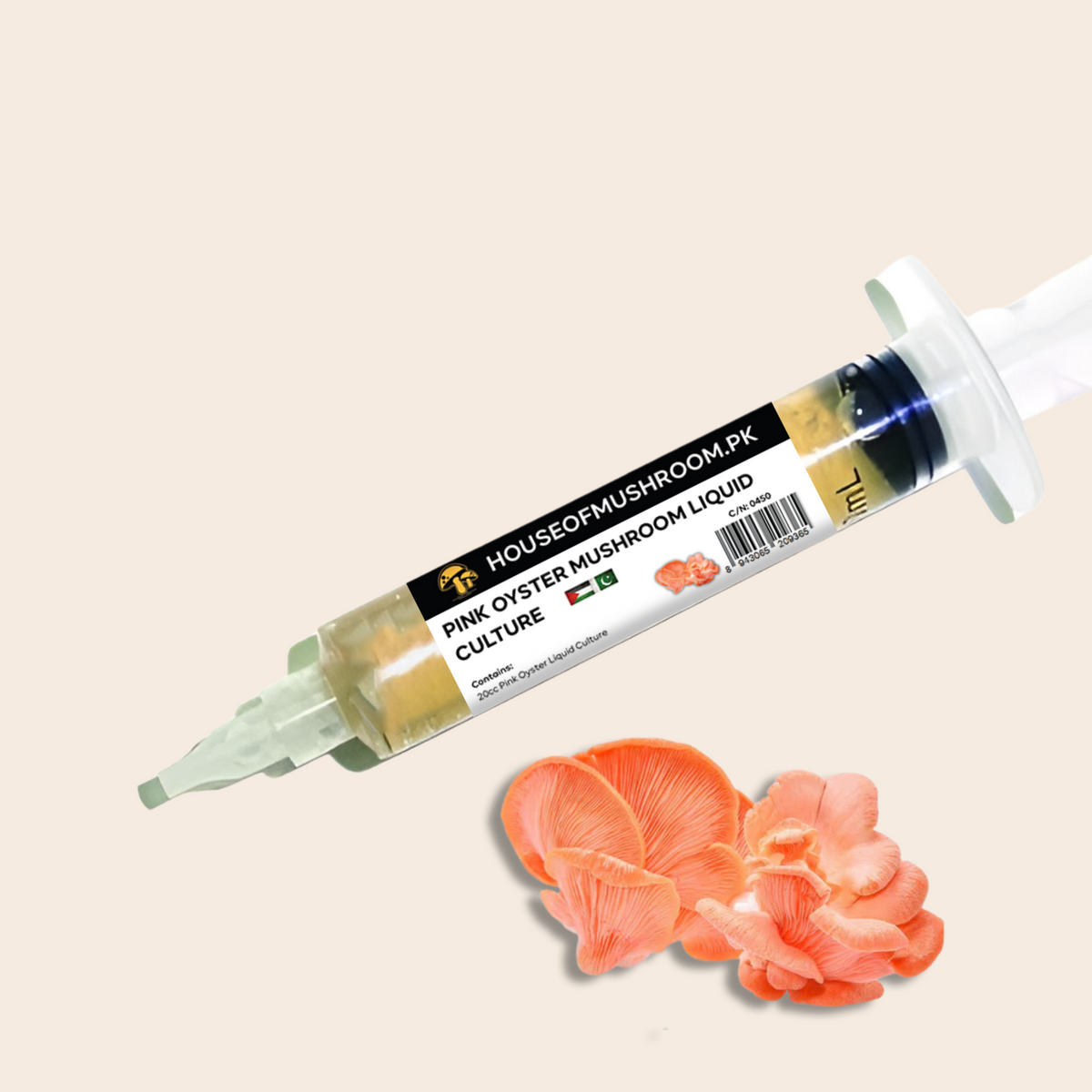 Pink Oyster Mushroom (Pleurotus Djamor) Liquid Culture Syringe 20cc (C0450)