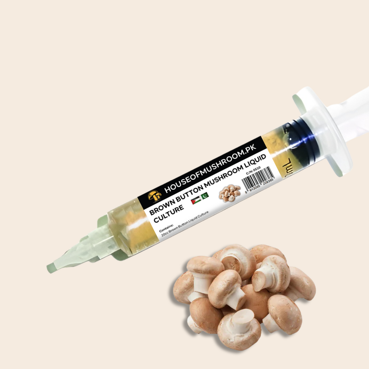 Brown Button Mushroom (Agaricus Bisporus) Liquid Culture Syringe (C0510)