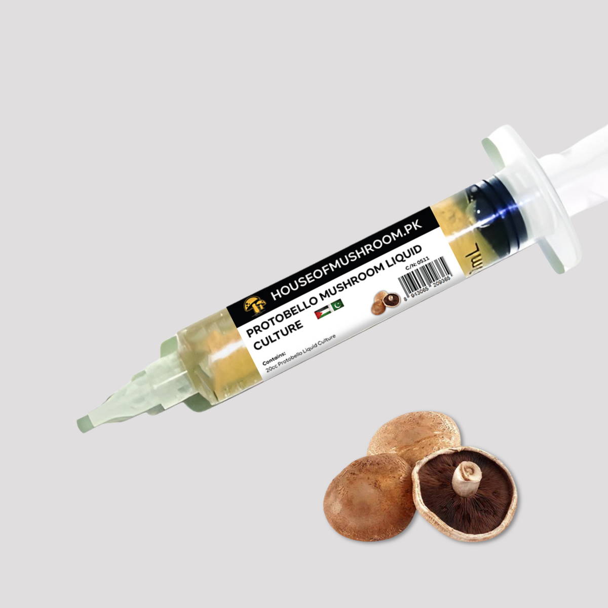 Portobello Mushroom Liquid Culture – 20cc Syringe | Agaricus bisporus Holland Strain Mycelium (C0511)