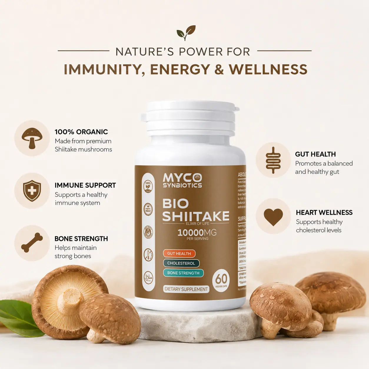 Bio Shiitake Mushroom Capsules – Organic Immune & Wellness Support