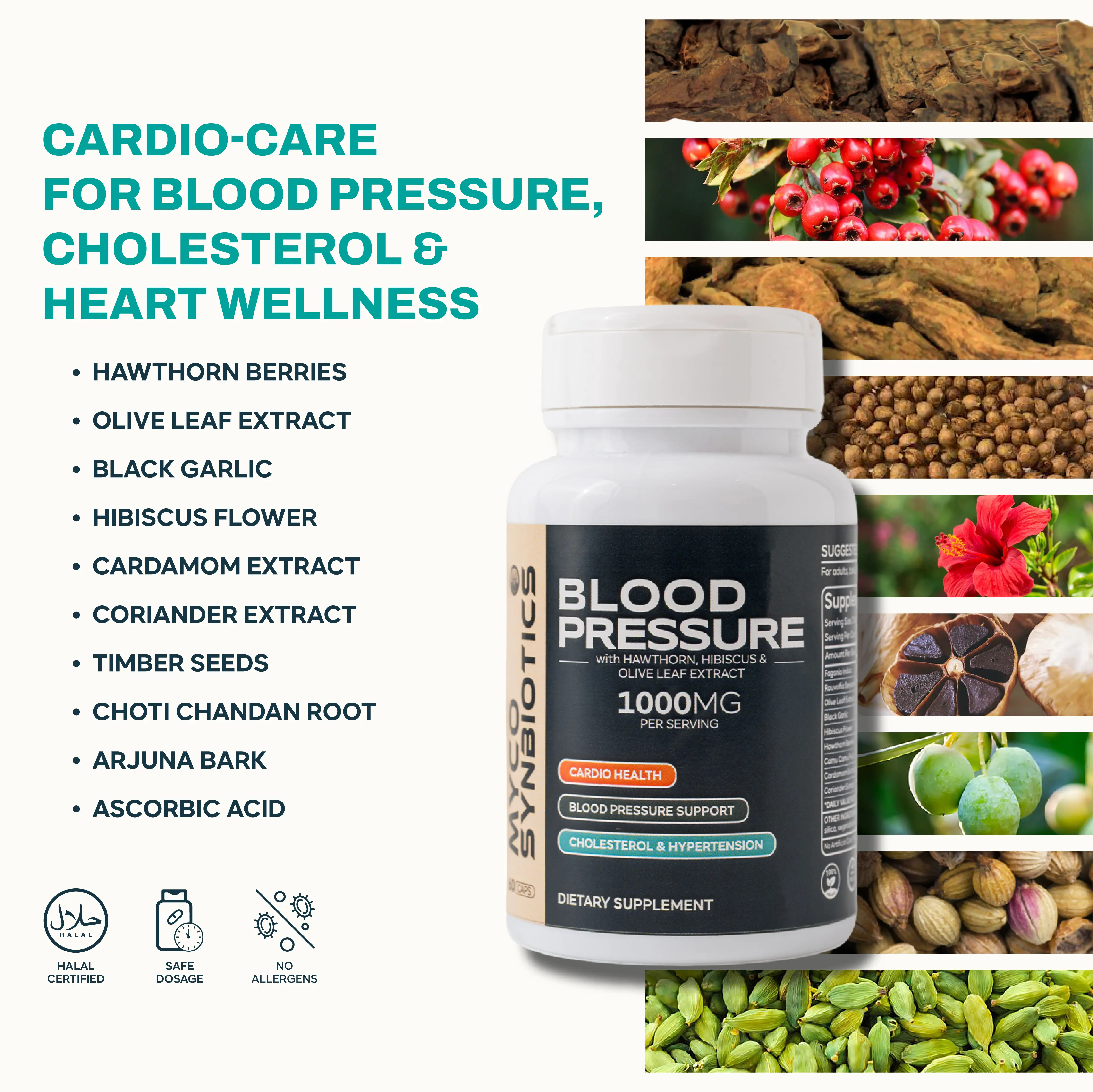 Blood Pressure Support with Hawthorn Berry & Hibiscus | Natural Heart Health