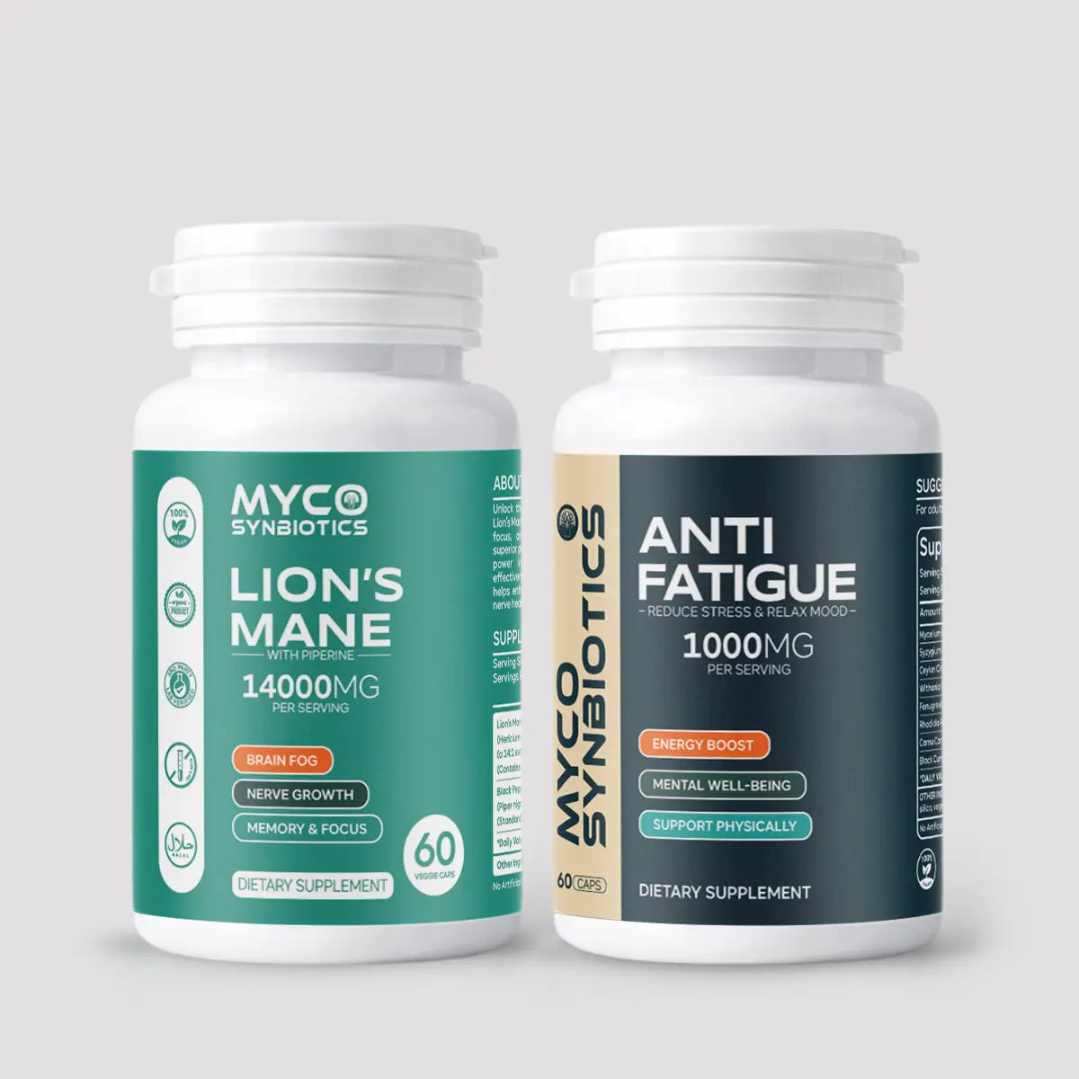 Combo Pack: Lion's Mane Mushroom & Anti Fatigue Capsules | Organic Brain & Energy Support Supplement