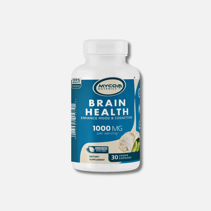 Brain Health Capsules | Lion's Mane Mushroom Plus Ginkgo Biloba Extract, 30 Veggie Caps, Stress & Mood Support Supplement