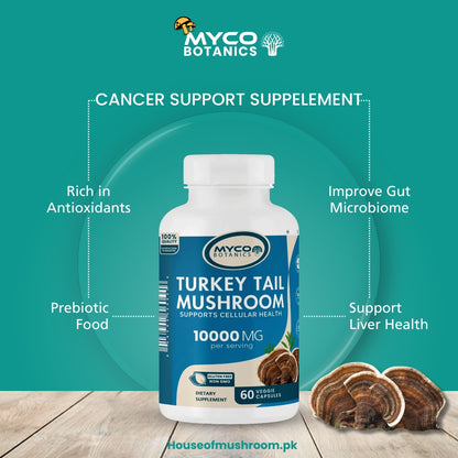 Turkey Tail Mushroom Capsules | Organic Mushroom Extract Supplement, 60 Veggie Caps, Digestive Health & Immune Response Supplement