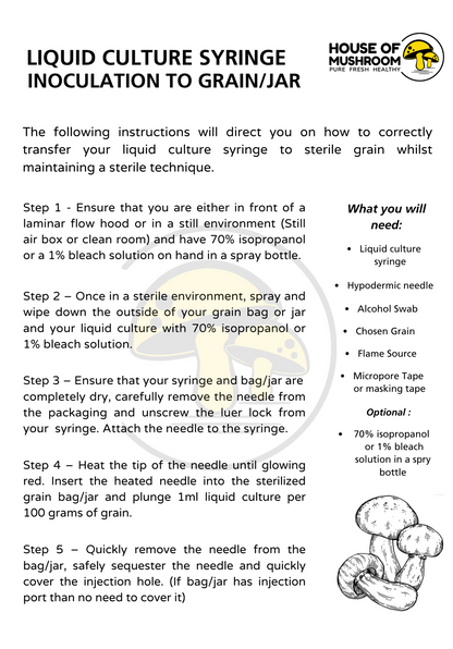 Snow Fungus Mushroom (Termella Fuciformis) Liquid Culture Syringe (C0181)