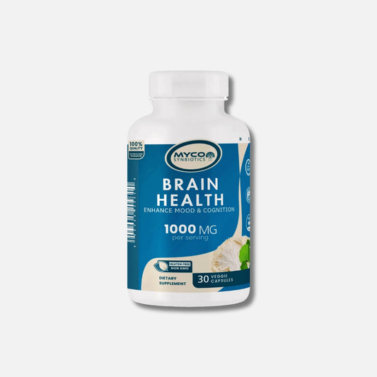 Brain Health Capsules | Lion's Mane Mushroom Plus Ginkgo Biloba Extract, 30 Veggie Caps, Stress & Mood Support Supplement