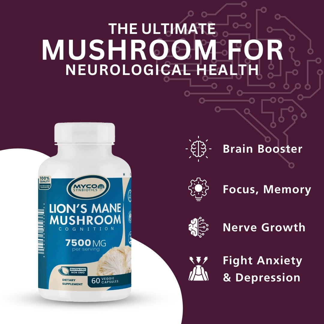 Lion's Mane Mushroom Capsules – Organic, Vegan-Friendly Brain-Health Supplement