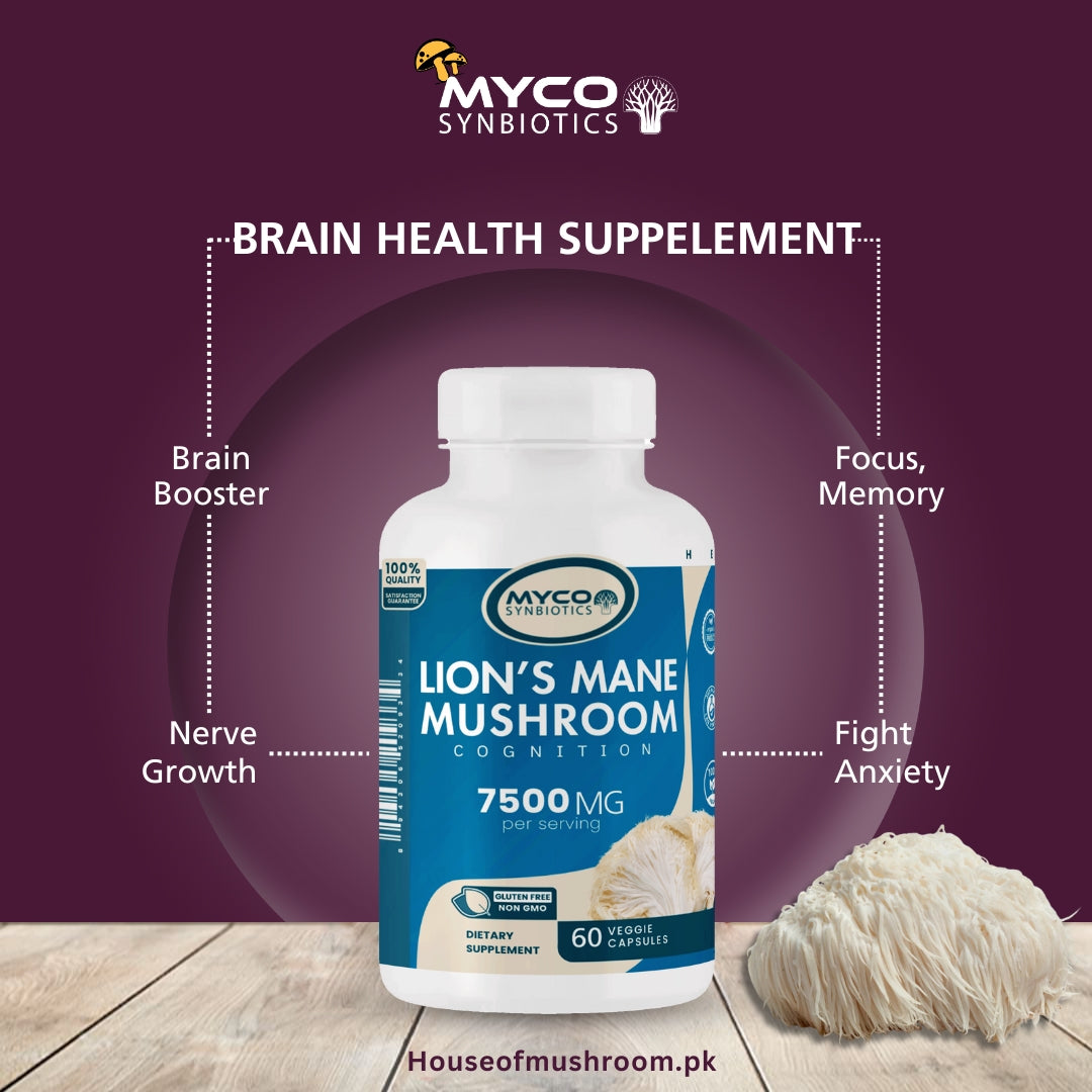 Lion's Mane Mushroom Capsules – Organic, Vegan-Friendly Brain-Health Supplement