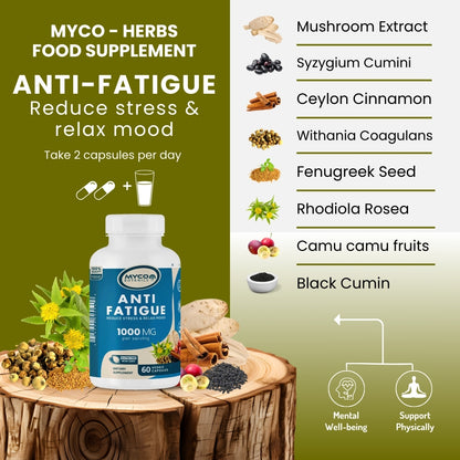 Anti Fatigue Capsules | Support Physical & Mental Well-being With Multi Vitamins, Rhodiola Rosea & Cinnamon, 60 Veggie Caps, Stress Support Supplement