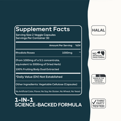 Extra Strength Rhodiola Rosea Capsules – Powerful Support for Stress, Energy & Focus