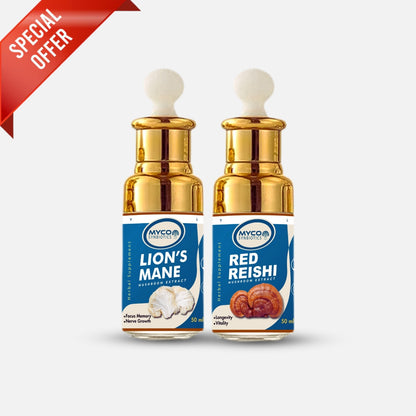 Combo Pack - Lion's Mane & Reishi | Organic Mushroom Liquid Extract Supplement, Brain & Immune Health, Supplement