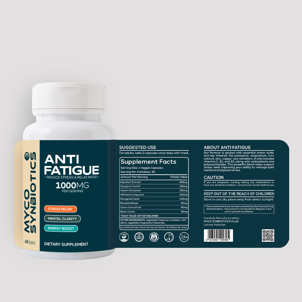 Anti Fatigue Capsules | Support Physical & Mental Well-being With Multi Vitamins, Rhodiola Rosea & Cinnamon, 60 Veggie Caps, Stress Support Supplement