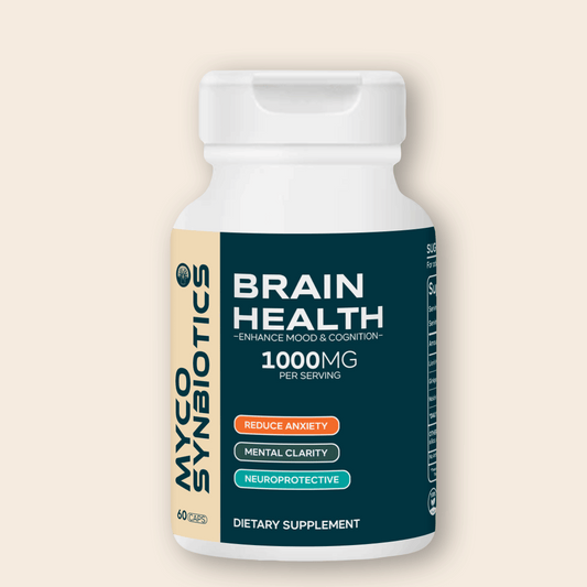 Brain Health Capsules | Lion's Mane Mushroom Plus Ginkgo Biloba Extract, 30 Veggie Caps, Stress & Mood Support Supplement