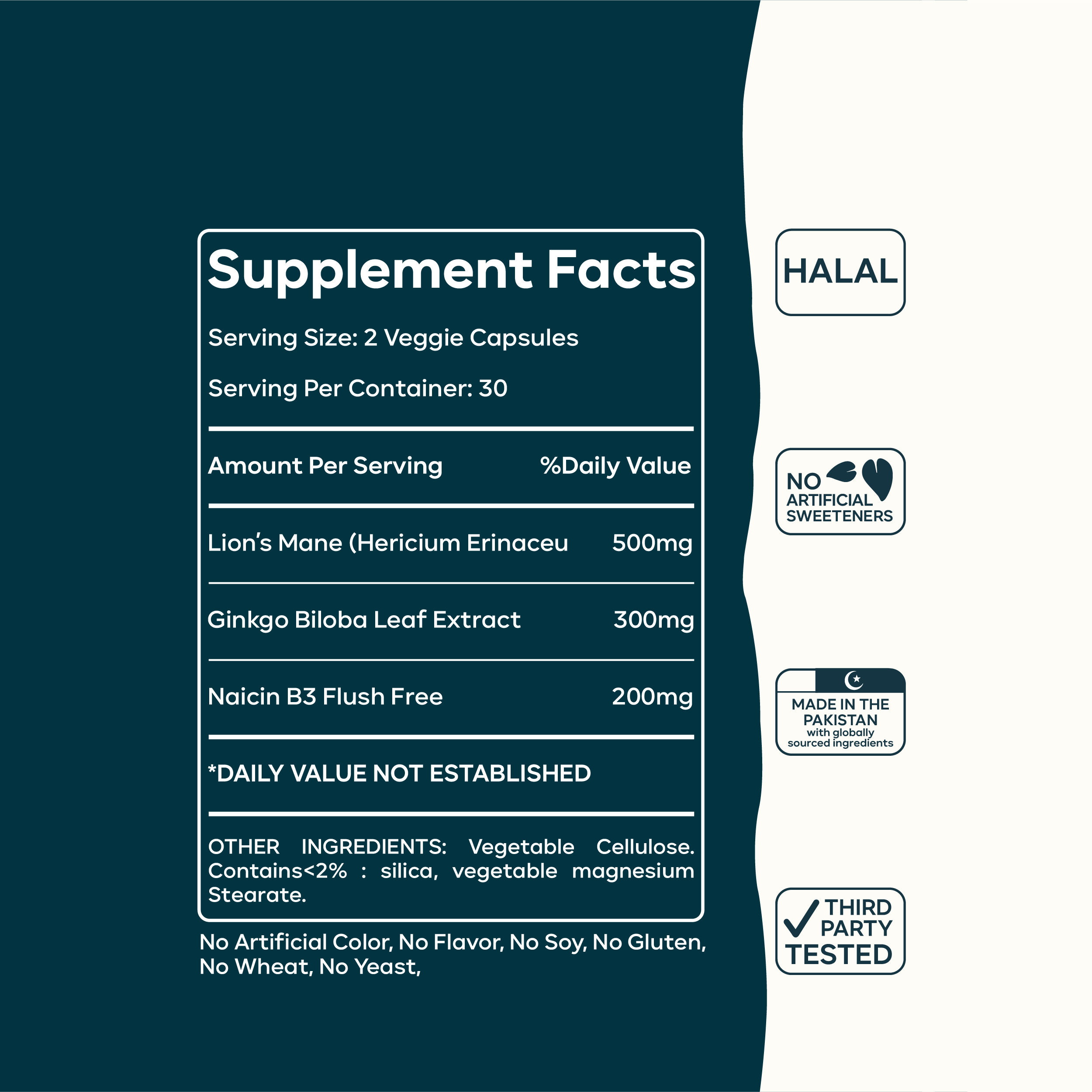 Brain Health Capsules | Lion's Mane & Ginkgo Biloba for Cognitive Support