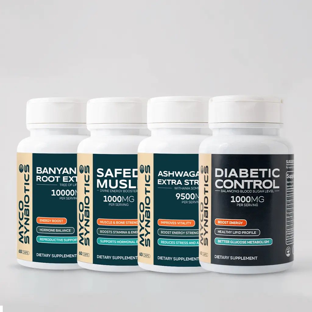 Diabetes Care Pack – 4-in-1 Herbal & Mushroom Support for Sugar, Stress, Energy & Stamina