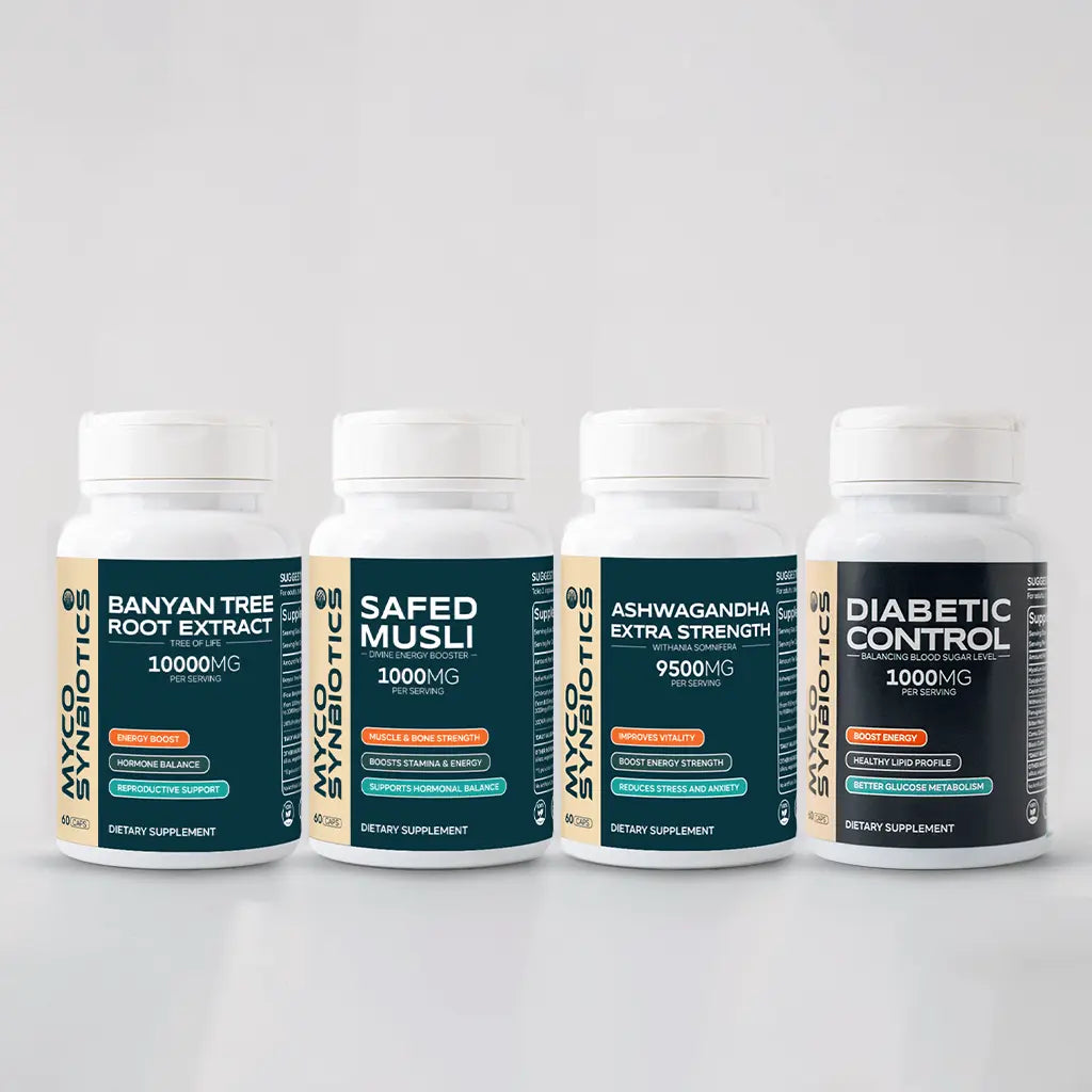 Diabetes Care Pack – 4-in-1 Herbal & Mushroom Support for Sugar, Stress, Energy & Stamina