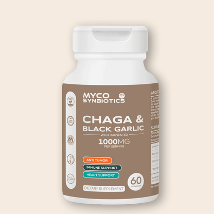 Real Wild Chaga Mushroom & Aged Black Garlic Capsules | Organic Mushroom Extract Supplement, 60 Veggie Caps, Antioxidant & Immune Support Supplement