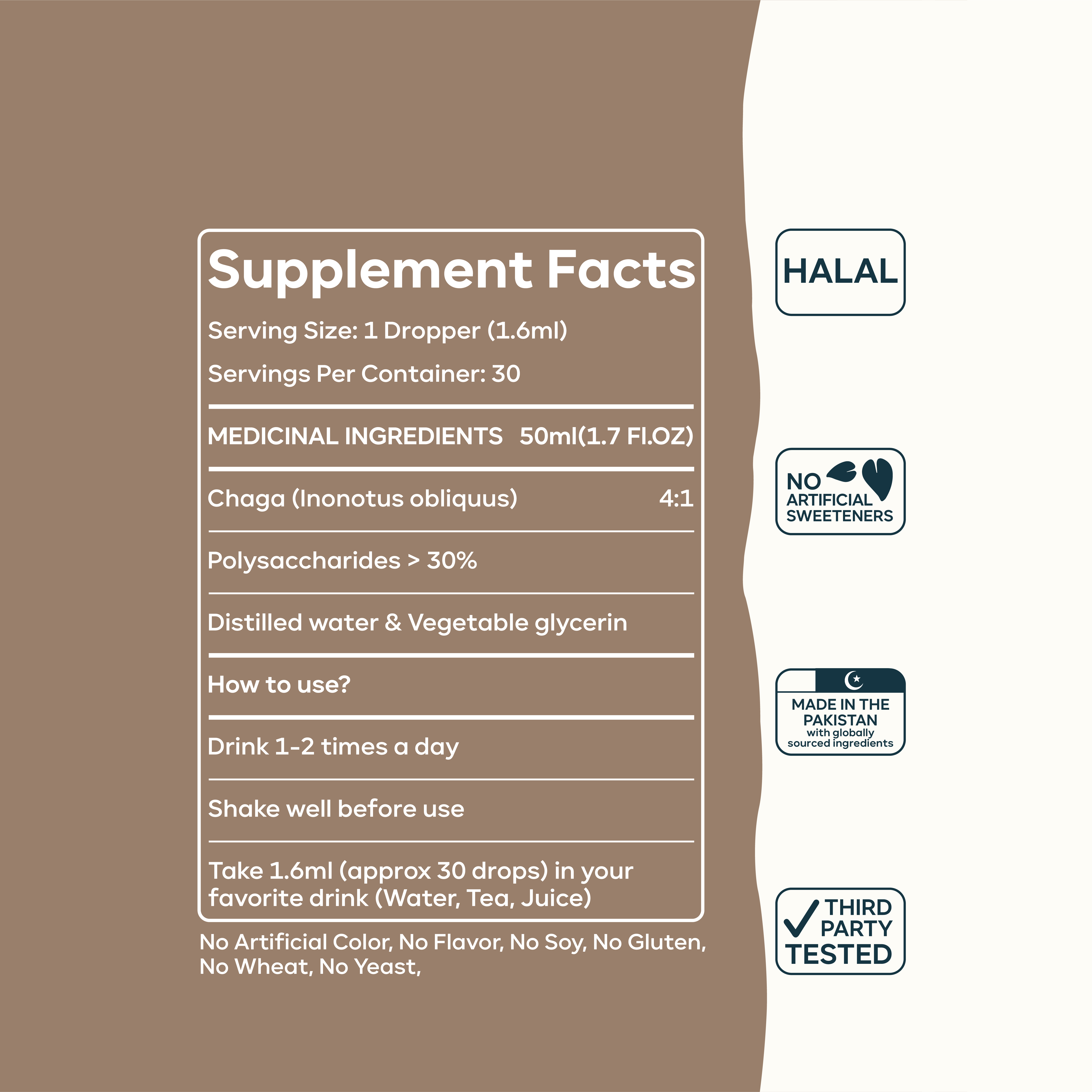 Chaga Mushroom Tincture | Organic Chaga Liquid Extract Supplement, Inflammation, Immune Support, Anti-Aging Supplement, One Month Supply