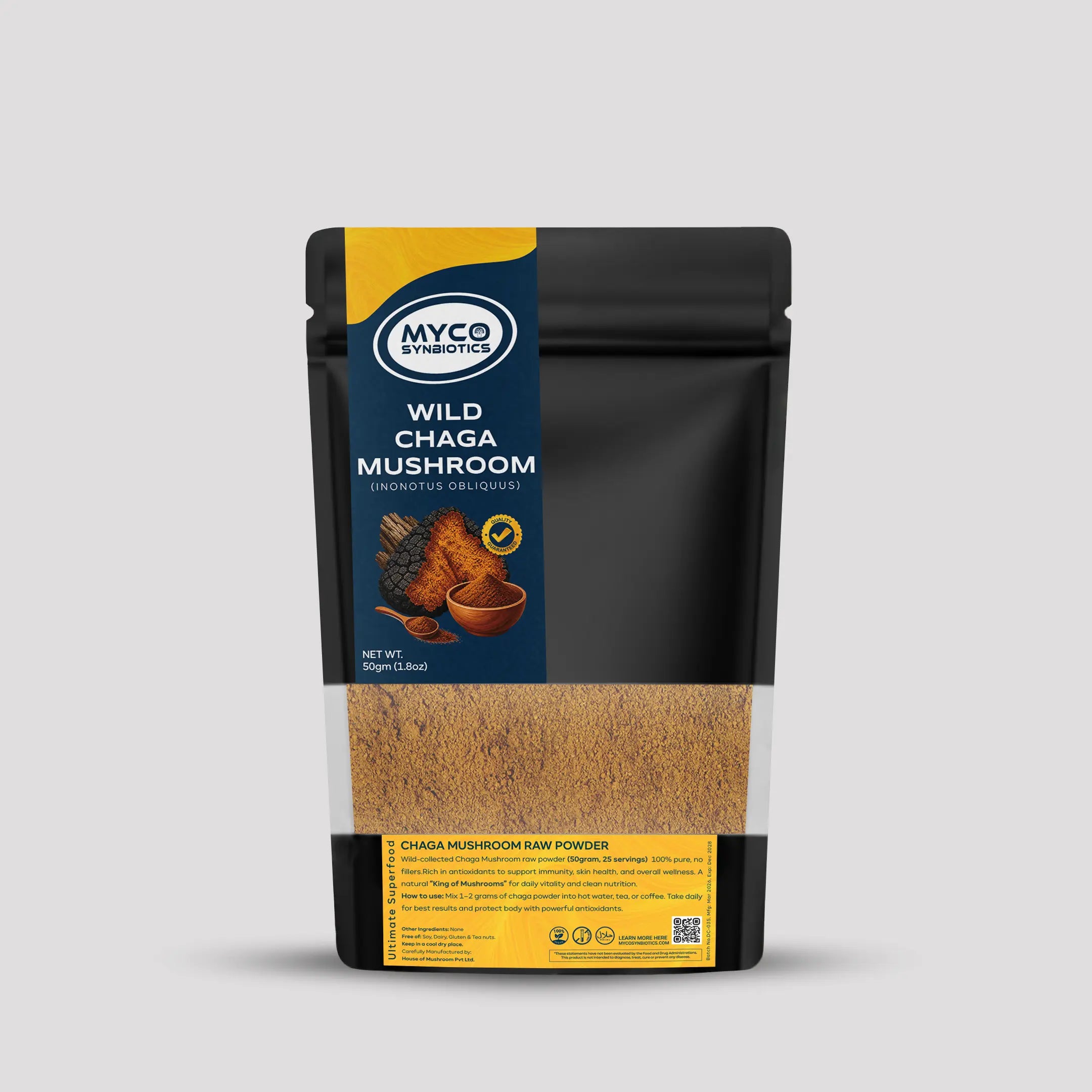 Chaga Raw Mushroom Powder Bulk | Premium Inonotus obliquus Mushroom
