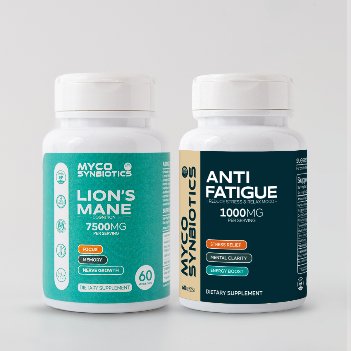 Combo Pack: Lion's Mane Mushroom & Anti Fatigue Capsules | Organic Brain & Energy Support Supplement