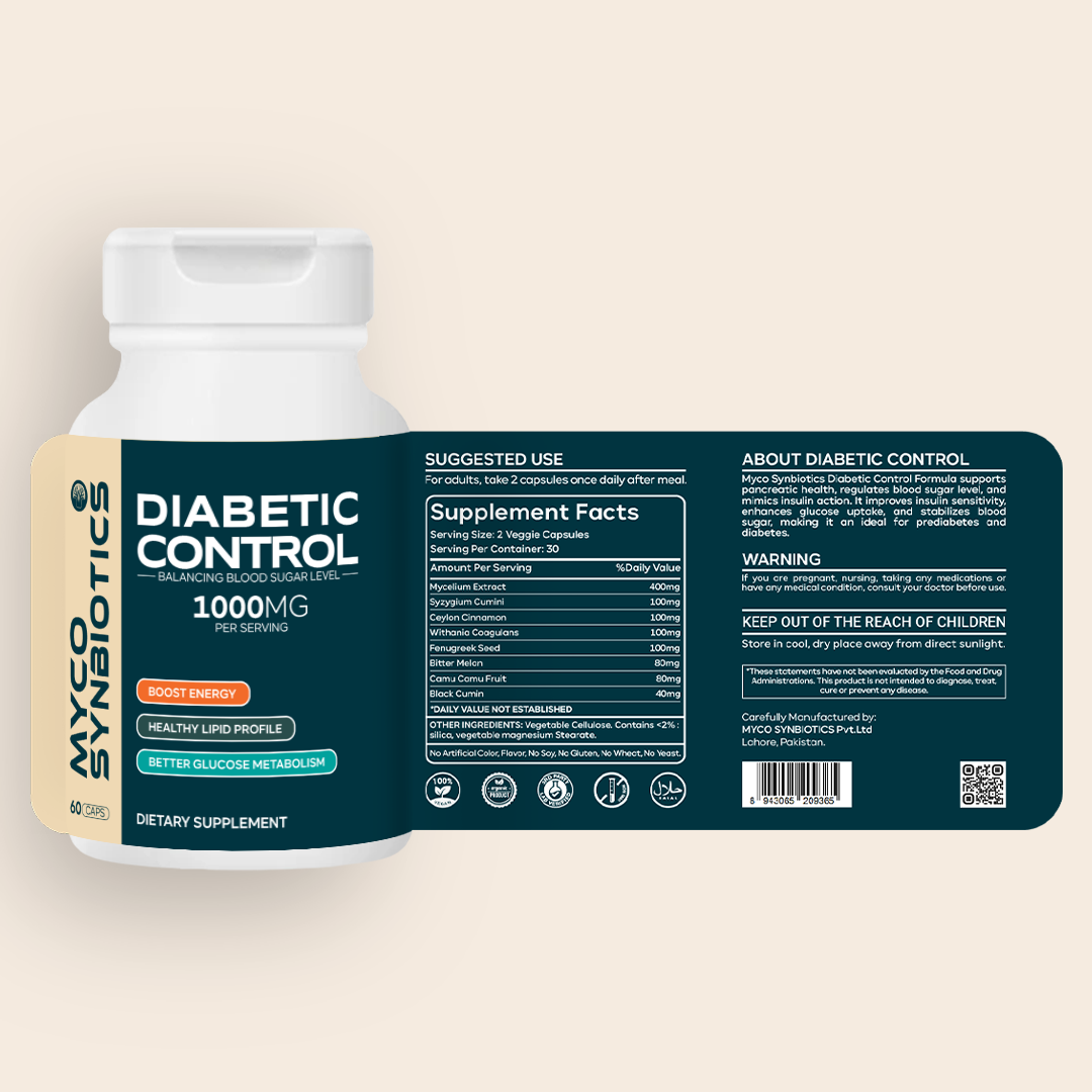 Diabetic Control Mushroom Supplement for Blood Sugar Balance & Energy Boost