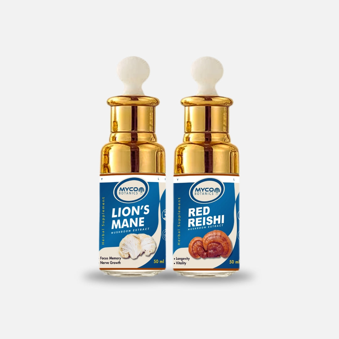 Combo Pack - Lion's Mane, Reishi | Organic Mushroom Liquid Extract Supplement, Brain Heath, Immune Health, Supplement