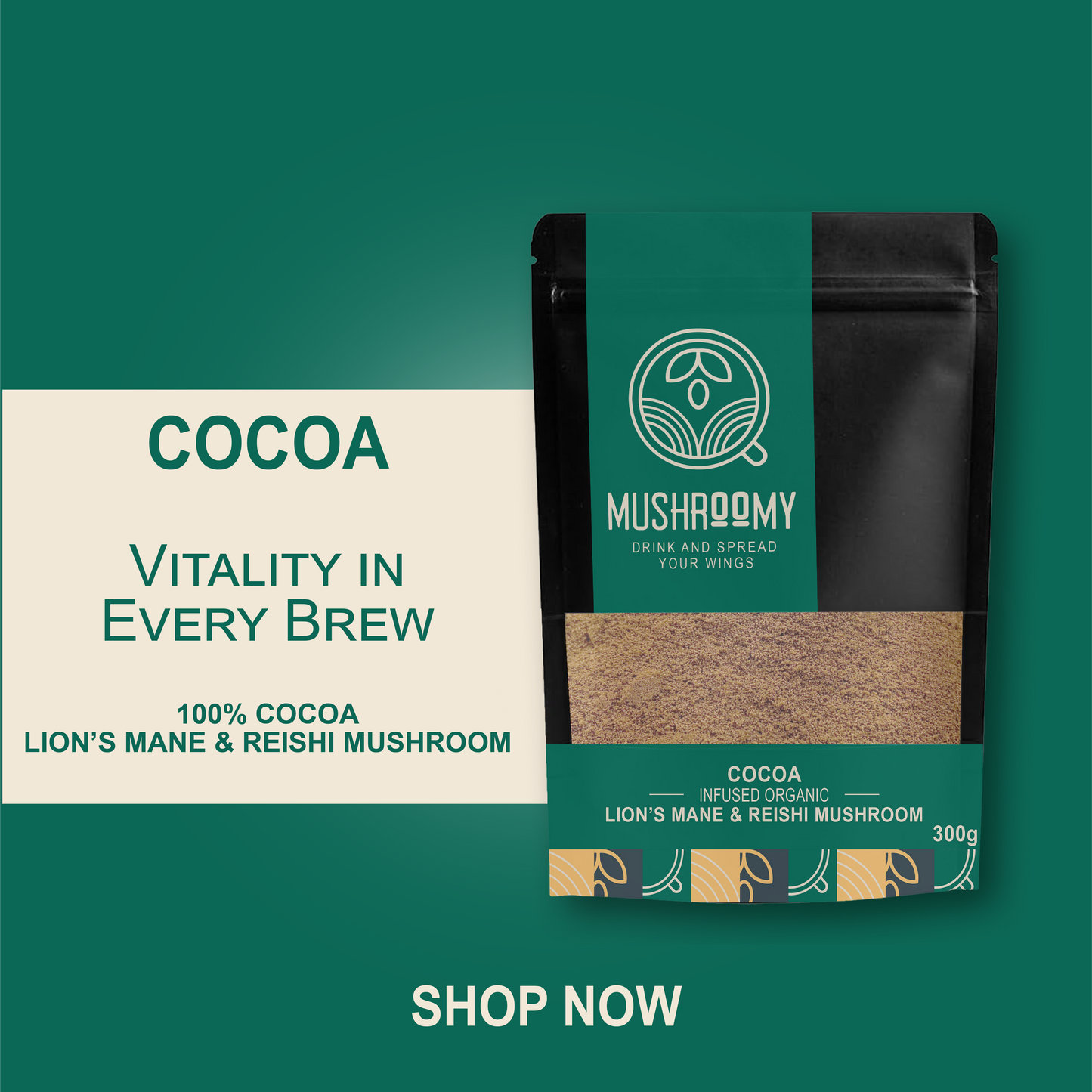 COCOA - Lion's Mane & Reishi Mushroom Infused Organic  Cocoa