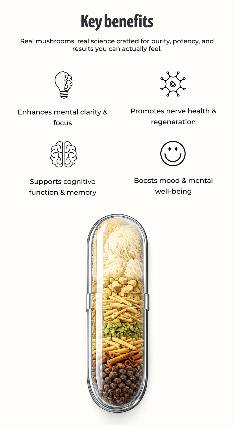 Advanced Nootropic Formula with Lion's Mane Extract and Herbal Brain Support Ingredients